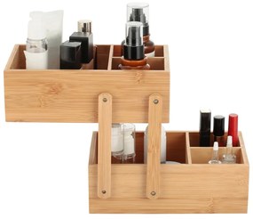 Bambusový kúpeľňový organizér na kozmetiku v prírodnej farbe Isalys – MSV