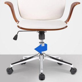 Design-Shop Kancelárska stolička Burbank - koženka, drevo orech - Biela