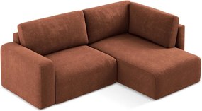 Ženilková rozkladacia/s úložným priestorom rohová pohovka v terakotovej farbe (pravý roh/do L) Kona – Makamii