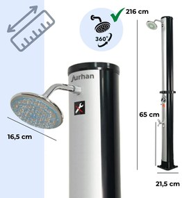 Jurhan Solárna sprcha KARIBIK, 35 l, strieborná/čierna