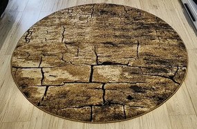 Okrúhly hnedý koberec Loft 265 – vzor suchá zem 160x160 cm