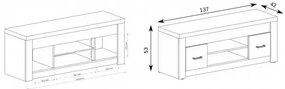 TV stolek Indianapolis 137 cm dub craft bílý