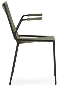 Zelené kovové jedálenské stoličky v súprave s podrúčkami/stohovateľné 2 ks Emily – Marckeric