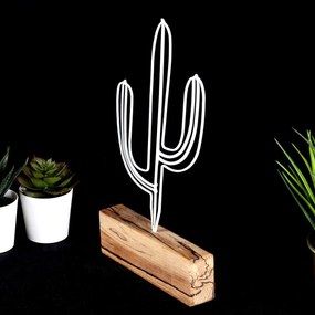 Kovová dekorácia Cactus Mini 24 cm biela