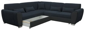 Rozkladacia rohová sedacia súprava s úložným priestorom v tvare L VISEU ľavá antracit/čierna