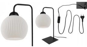 Stolná lampa Riffle Round, 1x biele sklenené tienidlo
