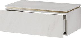 Závěsná skříňka pod umyvadlo Letto 02 80 cm bílý mramor/zlatá