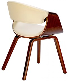 Stolička Foley - koženka, drevené nohy orech - Krémová