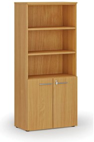 Kombinovaná kancelárska skriňa PRIMO WOOD, dvere na 2 poschodia, 800 x 420 x 1781 mm, buk