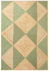 Jutový koberec 160 x 230 cm béžová/zelená CALIS Beliani