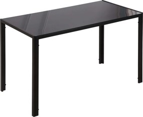 HOMCOM Jedálenský stôl pre 4 osoby, Kuchynský stôl s temperovaným skleným vrchom, do Kuchyne a Jedálne, Kovový, Čierny, 120 x 60 x 75 cm | Aosom
