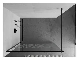 Mexen Kioto sprchová zástena 80x200 cm 8 mm, čierne, biely vzor, 800-080-101-70-85