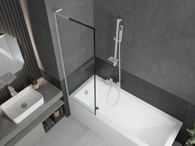 Mexen Next L, 1-krídlová vaňová zástena 60 x 150 cm, 6mm číre sklo-čierny vzor, biely profil, 895-060-000-03-70-20