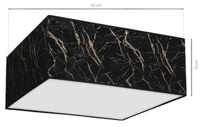 Stropné svietidlo Senso Square, 1x čierne/zlaté textilné tienidlo, (biele plexisklo), (50 cm)