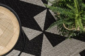 Koberec Šnúrkový SIZAL FLOORLUX 20489 striebor. / čierny Trojuholníky