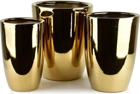 Sada 3 ks keramických květináčů NEVA GOLD XVI zlatá