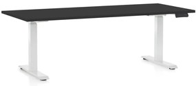Výškovo nastaviteľný stôl OfficeTech D, 180 x 80 cm, biela podnož, čierna