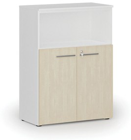 Kombinovaná kancelárska skriňa PRIMO WHITE, 1087 x 800 x 420 mm, biela/breza