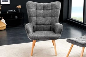 Moderné kreslo Malmö s podrúčkami šedé