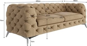 Svetlohnedá zamatová pohovka 225 cm Chelsea – Ropez