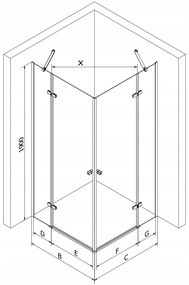 Mexen Roma Duo, sprchovací kút 90 (dvere) x 90 (dvere) cm, 6mm číre sklo, čierny profil, 854-090-090-70-00-02