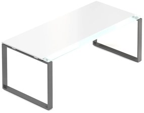Stôl Creator 200 x 90 cm, grafitová podnož, 2 nohy, biela