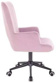 LuxuryForm DESIGN Kreslo AMADEO VELUR na čiernej podstave s kolieskami - levanduľa
