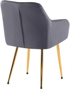Set 2 jedálenských stoličiek Monett G - zamat, zlatý rám - tmavošedá