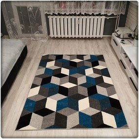 Dekorstudio Moderný koberec SUMATRA - Modré kosoštvorce Rozmer koberca: 160x220cm