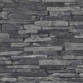 Vliesové tapety na stenu Wood'n Stone kameň skladaný sivý