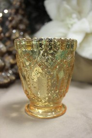 Zlatý sklenený svietnik na čajovú sviečku 10cm