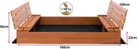 Drevené pieskovisko s lavičkami 150 cm
