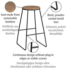 Barové stoličky v čierno-prírodnej farbe v súprave 2 ks (výška sedadla 70 cm) Loft – Wenko