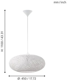 Eglo 93373 - Závesné svietidlo CAMPILO 1xE27/60W/230V
