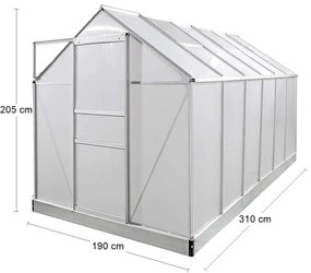 Záhradný skleník Glasshouse 310x190x205 cm - priehľadná