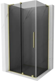 Mexen Velar L, sprchový kút s posuvnými dverami 120 x 75 cm, 8mm šedé sklo, zlatá matná, 871-120-075-43-55