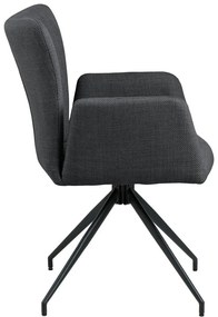 Tmavosivé čalúnené jedálenské kreslá v súprave s podrúčkami 2 ks Laura – Actona