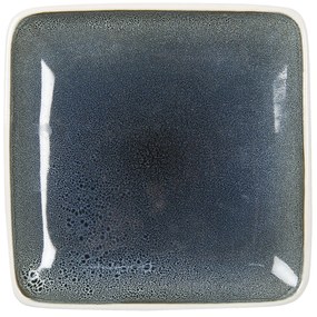 Šedomodrý štvorcový keramický tanier - 27*27*3 cm
