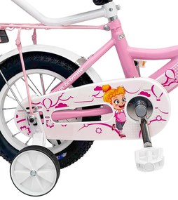 Detský bicykel s pomocnými kolieskami, vodiacou tyčou, košíkom a zvončekom 12 – pre deti od 2,5 do 4 rokov