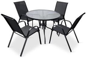 Záhradný jedálenský set Capri 100cm + 4x kovová stolička Ramada