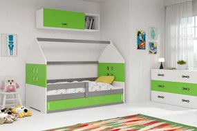 BMS Group Detská posteľ domček DOMI 1 sivá - zelená 160x80cm