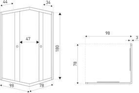 Novoterm Obdĺžnikový sprchový kút NV-Olga SQ BL 100x80, čierny/transparent - bez vaničky