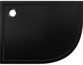 Mexen Flow, asymetrická štvrťkruhová sprchová vanička slim, ľavá 90 x 80 cm, čierna matná, 46Q708090L