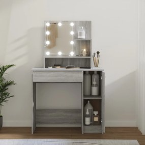 Toaletný stolík s LED sivý dub sonoma 86,5x35x136 cm