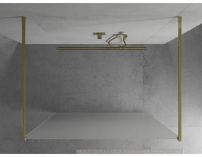 Mexen Kioto, priechodná sprchová zástena 120 x 200 cm, 8mm sklo námraza, 2x zlatá stabilizačná rozpera, 800-120-002-50-30