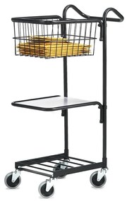 Kancelársky vozík Compact s 2 košíkmi a 1 COMPACT, čierny