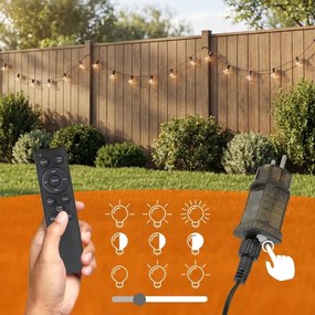 LED stmievateľná vonkajšia dekoratívna svetelná reťaz 36xE12/1W/24/230V 22,35 m IP65 čierna + diaľkový ovládač