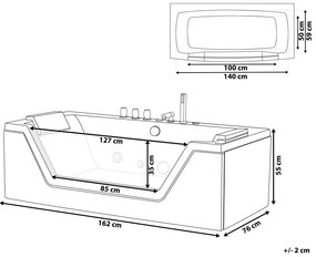 Vírivá vaňa s LED osvetlením 162 x 76 cm čierna SAMANA Beliani