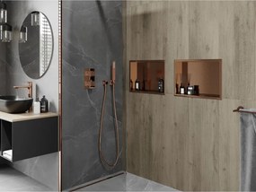 Mexen X-Wall-R, polica na zapustenie s prírubou  45 x 30 cm, medená matná - 19C0453010