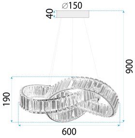 Toolight Toolight, LED závesné svietidlo 58cm, 49W, APP1538-CP, zlatá lesklá, OSW-05474